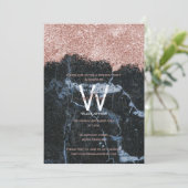 バラ金ゴールドブラックマーブルグリッター任意の年誕生日 招待状 (スタンド正面)