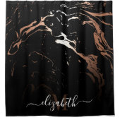 バラ金ゴールドブラックマーブル シャワーカーテン (正面)