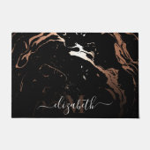 バラ金ゴールドブラックマーブル ドアマット (正面)