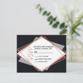 バラ金ゴールドブラックメイブグレージオメトリックウェディングRSVP インビテーションポストカード (スタンド正面)