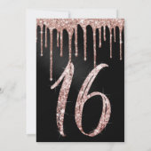 バラ金ゴールドブラックメタリックグリッタードリップススウィート16 招待状 (裏面)