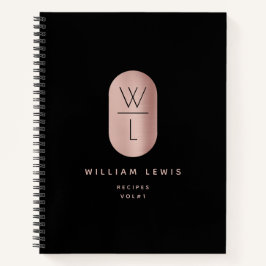 バラ金ゴールドブラックモノグラムミニマモダンリストレシピ ノートブック