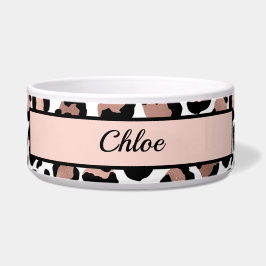 バラ金ゴールドブラックレオパード柄cheetah犬猫 ボウル