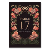 バラ金ゴールドブラックレッドエンチャント庭園の結婚式 テーブルナンバー (裏面)