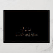 バラ金ゴールドブラック写真結婚のサンキューバラ 箔招待状