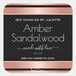 バラ金ゴールドブラック大豆ワックスキャンドル包装ラベル スクエアシール