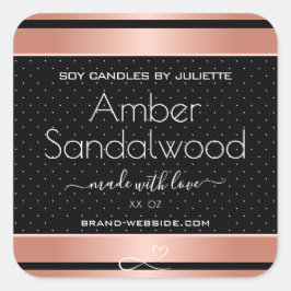 バラ金ゴールドブラック大豆ワックスキャンドル包装ラベル スクエアシール