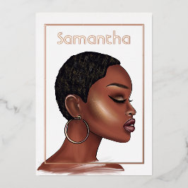 バラ金ゴールドブラック女性バースデーパーティー 箔招待状