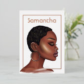 バラ金ゴールドブラック女性バースデーパーティー 箔招待状 (立ち正面)