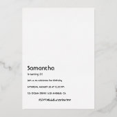 バラ金ゴールドブラック女性バースデーパーティー 箔招待状 (裏面)