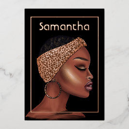 バラ金ゴールドブラック女性バースデーパーティー 箔招待状