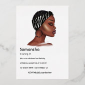 バラ金ゴールドブラック女性バースデーパーティー 箔招待状 (裏面)