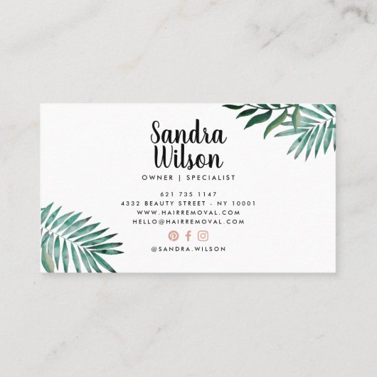 バラ金ゴールドブラック熱帯緑の水色離れ 名刺 (裏面)