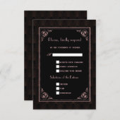 バラ金ゴールドブラック素晴らしギャツビー結婚アールデコ 出欠カード (正面/裏面)