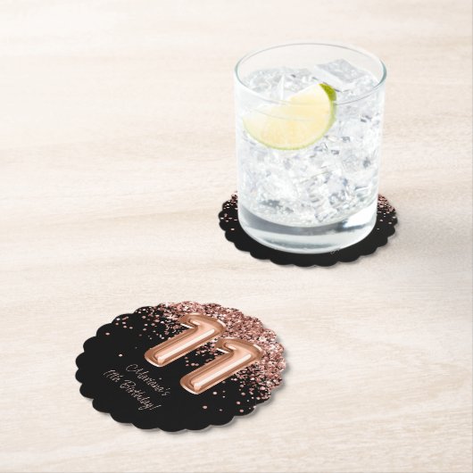 バラ金ゴールドブラック11thバースデーパーティー ペーパーコースター (インサイチュ)