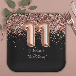 バラ金ゴールドブラック11thバースデーパーティー ペーパープレート