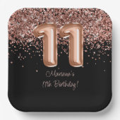 バラ金ゴールドブラック11thバースデーパーティー ペーパープレート (正面)