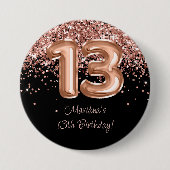 バラ金ゴールドブラック13thバースデーパーティー 缶バッジ (正面)