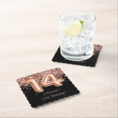 バラ金ゴールドブラック14thバースデーパーティー ペーパーコースター (インサイチュ)