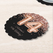 バラ金ゴールドブラック14thバースデーパーティー ペーパーコースター (アングル)