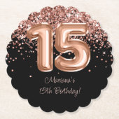 バラ金ゴールドブラック15thバースデーパーティー ペーパーコースター (正面)