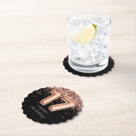 バラ金ゴールドブラック17thバースデーパーティー ペーパーコースター (インサイチュ)