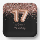 バラ金ゴールドブラック17thバースデーパーティー ペーパープレート (正面)