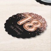 バラ金ゴールドブラック18thバースデーパーティー ペーパーコースター (アングル)