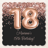バラ金ゴールドブラック18thバースデーパーティー ペーパーコースター (正面)