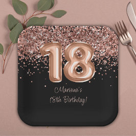 バラ金ゴールドブラック18thバースデーパーティー ペーパープレート