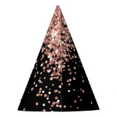 バラ金ゴールドブラック1st誕生日パーティーハット パーティーハット (裏面)