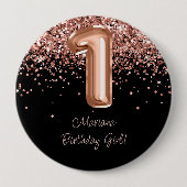 バラ金ゴールドブラック1st誕生日パーティー 缶バッジ (正面)