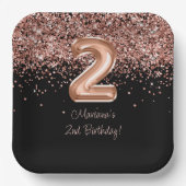 バラ金ゴールドブラック2nd誕生日パーティー ペーパープレート (正面)