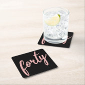 バラ金ゴールドブラック40バースデーパーティーグリッター"40歳" スクエアペーパーコースター (インサイチュ)