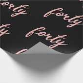 バラ金ゴールドブラック40バースデーパーティーグリッター"40歳" ラッピングペーパー (角)