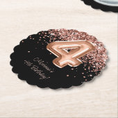 バラ金ゴールドブラック4th誕生日パーティー ペーパーコースター (アングル)