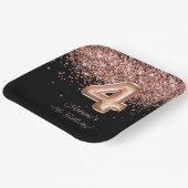 バラ金ゴールドブラック4th誕生日パーティー ペーパープレート (傾斜あり)