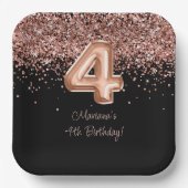 バラ金ゴールドブラック4th誕生日パーティー ペーパープレート (正面)