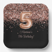 バラ金ゴールドブラック5thバースデーパーティー ペーパープレート (正面)