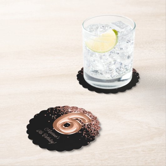 バラ金ゴールドブラック6thバースデーパーティー ペーパーコースター (インサイチュ)