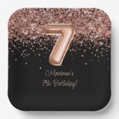 バラ金ゴールドブラック7thバースデーパーティー ペーパープレート (正面)