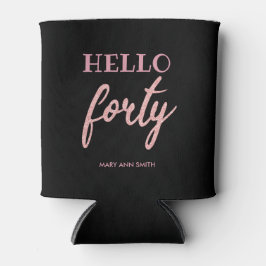 バラ金ゴールドブラック"Hello Forty"誕生日グリッター 缶クーラー