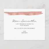 バラ金ゴールドブラッシュストロークは私のJr.ジュニアBridesmaid インビテーションポストカード (裏面)