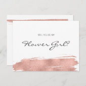 バラ金ゴールドブラッシュストロークマイフラワーガール インビテーションポストカード (正面/裏面)