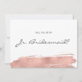 バラ金ゴールドブラッシュストローク私のジュニアブリデスメイドカード 招待状 (正面)