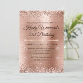 バラ金ゴールドブラッシュドメタルとグリッター21st誕生日 招待状 (スタンド正面)