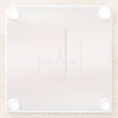 バラ金ゴールドブラッシュド金属グリッターモノグラム | ガラスコースター (裏面)