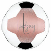 バラ金ゴールドブラッシュド金属グリッターモノグラム | サッカーボール (正面)