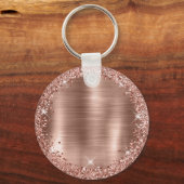 バラ金ゴールドブラッシュド金属バラ金ゴールドグリッターモノグラム キーホルダー (裏面)