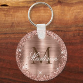 バラ金ゴールドブラッシュド金属バラ金ゴールドグリッターモノグラム キーホルダー (正面)